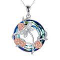 TOUPOP Sterling Silver Blue Crystal Hummingbird Dragonfly Butterfly Bee Pendant Necklace-0-0