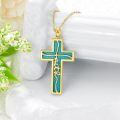 wholesale 925 Sterling Silver Faith Cross Pendant Necklace Blue Sandstone White Gold Plated-0-1