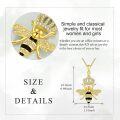 wholesale 925 Sterling Silver Honeycomb Bee with Crown Pendant Necklace for Women Girls Gifts-0-4