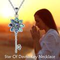 wholesale 925 Sterling Silver Key with Abalone Shell Star of David Pendant Necklace for Women Judaic Gifts-0-2