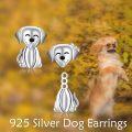 wholesale 925 Sterling Silver Cartoon Puppy Stud Earrings - Adorable Animal Jewelry for Girls and Women-0-1