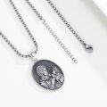 wholesale 925 Sterling Silver Oval Saint Christopher Jesus Virgin Mary Angel Pendant Necklace  Religious Medal Amulet  for Women Men Boys Girls Kids-0-1