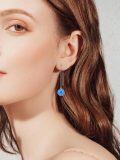 wholesale 925 Sterling Silver Blue Opal Flower Drop Dangle Threader Earrings Gift for Women Girls-0-1