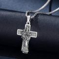 wholesale 925 Sterling Silver Saint Anthony Cross Pendant Necklace Oxidized Vintage Religious Jewelry-0-2