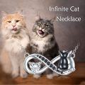 wholesale 925 Sterling Silver Infinity Heart Black Cat Pendant Necklace for Women Girls  45cm Chain Length-0-1