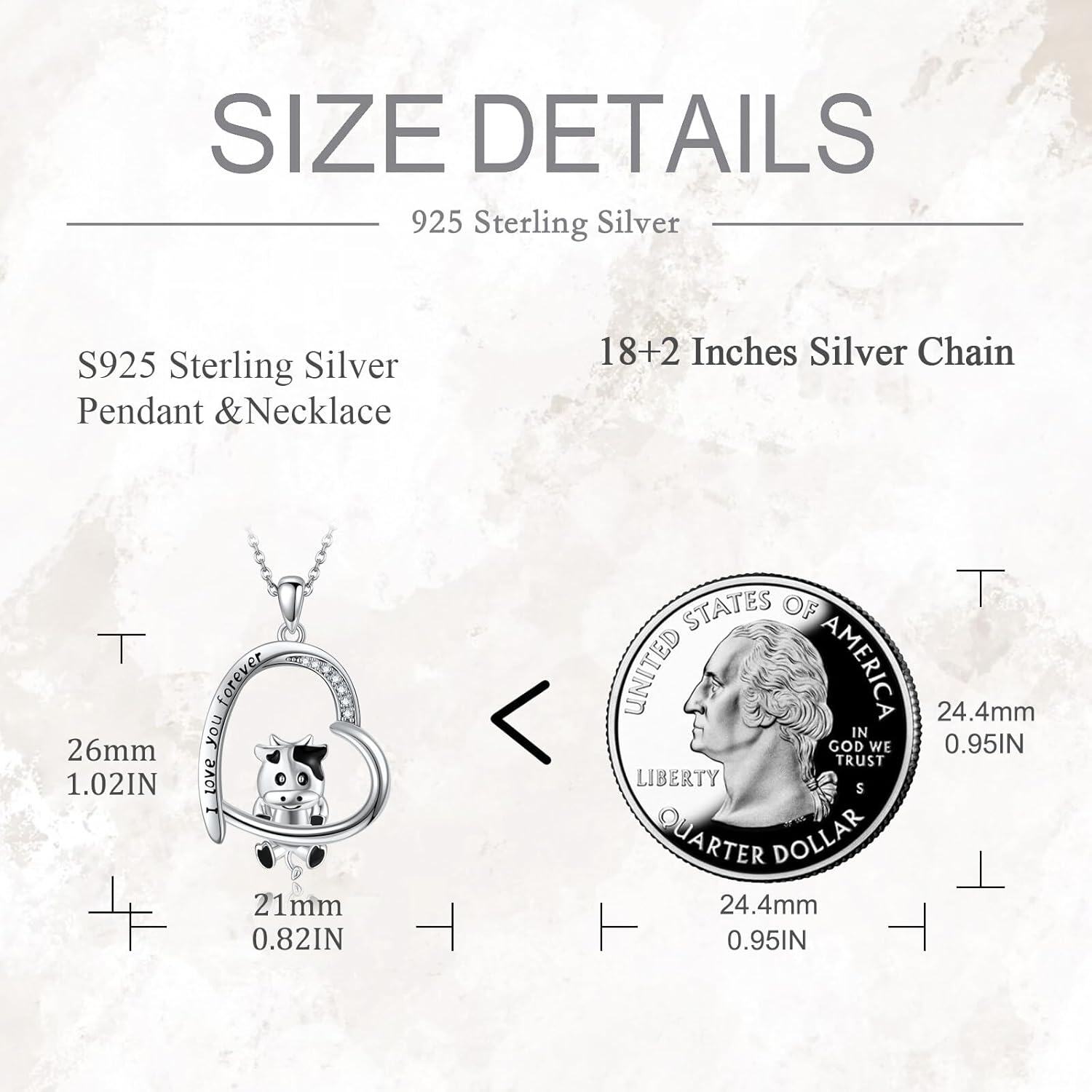 Sterling Silver Stone Animal Jewelry Heart Cow Cat Axolotl Butterfly Necklace for Women Birthday-0-4