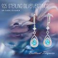 wholesale 925 Sterling Silver Turquoise Teardrop Dangle Earrings with CZ Accents-0-6