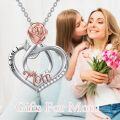 wholesale 925 Sterling Silver I Love You Mom Necklace with Rose Flower and Heart Pendant for Women-0-1