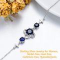 wholesale 925 Sterling Silver Blue Stone Flower Design Adjustable Anklet Gift for Women and Girls-0-2