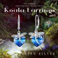 wholesale 925 Sterling Silver Blue Crystal Heart Dragonfly Leverback Earrings-0-5