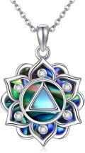 wholesale 925 Sterling Silver 925 Abalone Shell Triangle Pendant Lotus Flower Necklace Yoga Jewelry for Women-0-0