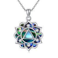 wholesale 925 Sterling Silver Abalone Shell Lotus Flower Triangle Chakra Pendant Necklace For Women-AA lotus