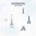 wholesale 925 Sterling Silver Abalone Inlay Parisian Eiffel Tower Shape Dangle Drop Earrings for Women Girls  4cm Length-0-3