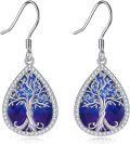 wholesale 925 Sterling Silver Blue & Purple Enamel Celtic Tree Of Life Drop Dangle Hook Earrings For Women  4cm Long-0-0