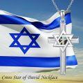 wholesale 925 Sterling Silver Star of David Cross Pendant Necklace Judaic Christian Jewelry with Abalone Shell Inlay and Chain 36 Length-0-3