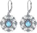 wholesale 925 Sterling Silver Blue Moonstone Filigree Drop Earrings for Women-0-0