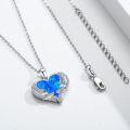 wholesale 925 Sterling Silver Blue Fire Opal Heart with Wings Pendant Necklace for Women Gifts-0-1