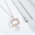 wholesale 925 Sterling Silver Double Heart with Number 17 Charm Pendant Necklace s for Women and Girls-0-3