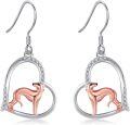 wholesale 925 Sterling Silver Greyhound Dog Heart Shape Dangle Drop Earrings for Women-0-0