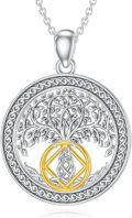 wholesale 925 Sterling Silver Tree of Life Sobriety Necklace with Tri-Plate Triangle Symbol for Women and Girls - 18 Chain Length-0-5
