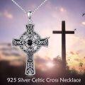 wholesale 925 Sterling Silver Black Stone Celtic Cross Necklace for Women Men Irish Vintage s 48 Chain-0-1