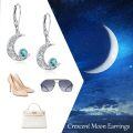 wholesale 925 Sterling Silver Turquoise Crescent Moon Celtic Star Drop Earrings Hypoallergenic  for Women Girls-0-5