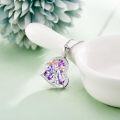 wholesale 925 Sterling Silver Purple Crystal Unicorn Heart-Shaped Pendant Necklace for Women Girls Gifts-0-1