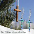 wholesale 925 Sterling Silver Cross Earrings With Abalone Shell Drop-0-5