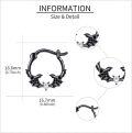 wholesale 925 Sterling Silver Bat Hoop Earrings with Black and White CZ Stones 23mm Diameter  for Women Girls Mother's Day Present Birthday Anniversary Christmas Gifts Idea-0-4