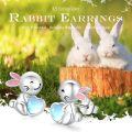 wholesale 925 Sterling Silver 925 Opal Heart Rabbit Stud Earrings for Girls & Women-0-4