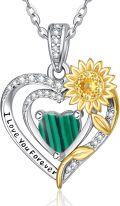wholesale Sterling Silver Sunflower Birthstone Pendant Necklace for Women-0-0