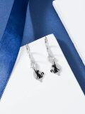 wholesale 925 Sterling Silver Black Cat Star Infinity Hook Earrings 3D Animal Jewelry for Women Girls Gift Boxed-0-3