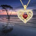 wholesale 14K Gold Heart-Shaped Garnet and Diamond Tree of Life Pendant Necklace - 20 Inches Chain Length-0-1