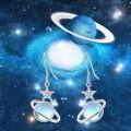 wholesale 925 Sterling Silver Moonstone Planet & Star Drop Earrings - Celestial Jewelry-0-4