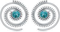 wholesale 925 Sterling Silver Round Genuine Turquoise Vintage Native American Hoop Earrings-Style 1