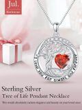 TOUPOP White Gold Gold Plated 925 Sterling Silver Austrian Crystal Tree Of Life Birthstone Necklace-0-1