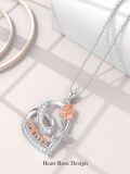 wholesale 925 Sterling Silver Mom Rose Heart Pendant Necklace Rose Gold Plated Cz Crystal-0-3