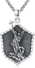 wholesale 925 Sterling Silver Saint Michael Archangel Shield Cross Necklace Catholic Protection Jewelry for Men Women Boys Girls Kids Gift -0-0