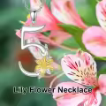 wholesale 925 Sterling Silver Gold Lily Flower Pendant Necklace Wholesale w/ Lucky Number 0-9-0-3