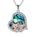 wholesale 925 Silver Axolotl Heart Pendant Necklace Rose Gold Plated Zircon Abalone Love You Forever-0-0