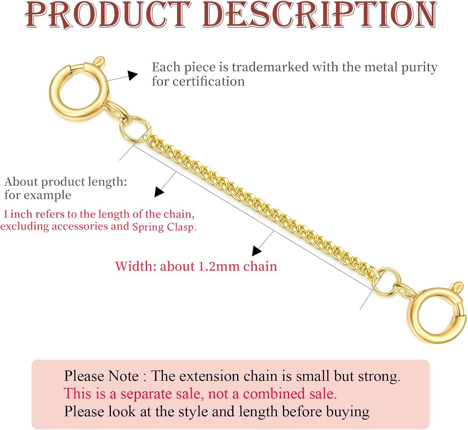 10K Yellow Gold 1 2 3 4 5 Necklace Extender Chain w Double Spring Clasp Bracelet Anklet Extension-0-2