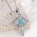 wholesale 925 Sterling Silver Turquoise Celtic Cross Tree of Life Pendant Necklaces for Men & Women-0-1