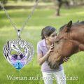 wholesale 925 Sterling Silver Unicorn & Heart Pendant Necklace with Swarovski Crystal for Women-0-4