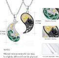 wholesale 925 Sterling Silver Yin Yang Pendant Necklaces with Malachite and Obsidian Stones for Couples or Best Friends Forever (BFF)-0-5