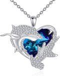 wholesale 925 Sterling Silver 925 Blue Crystal Bull Head Pendant Necklace-0-0