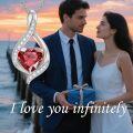 wholesale White Gold Plated Silver & Moissanite 1.5cttw Infinity Heart Birthstone Necklace with January Gemstone - Adjustable Chain, Gift Box-0-4