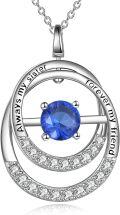 wholesale TOUPOP Sapphire Necklace For Sister Gifts For Sister Sterling Silver Pendant Necklace With September Birthstone Jewerly Always My Sister Forever My Friend Birthday Christmas Gifts For Women Friends -0-0