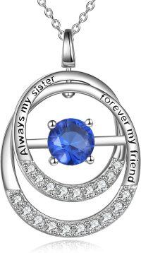 wholesale TOUPOP Sapphire Necklace For Sister Gifts For Sister Sterling Silver Pendant Necklace With September Birthstone Jewerly Always My Sister Forever My Friend Birthday Christmas Gifts For Women Friends -undefined