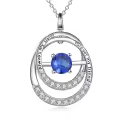 TOUPOP Sterling Silver Sapphire Pendant Necklace September Birthstone-0-0