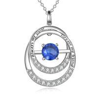 TOUPOP Sterling Silver Sapphire Pendant Necklace September Birthstone-undefined